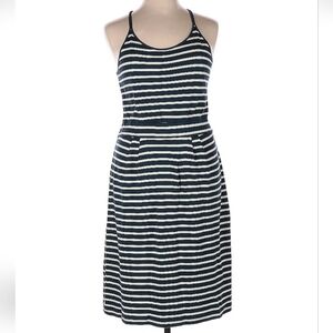 Fair Indigo Organic Pima Cotton Striped Midi Dress XL Fair Trade Blue White